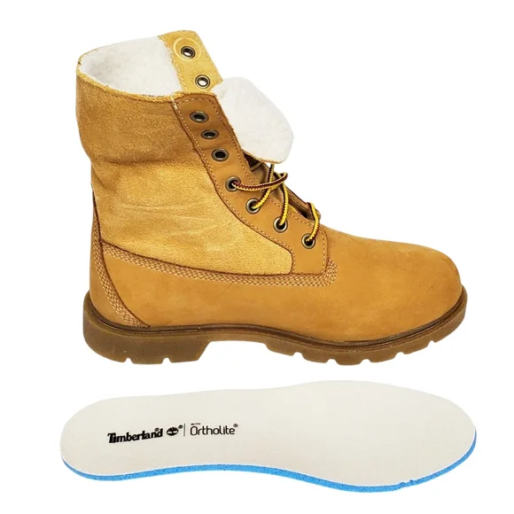 New Timberland linden woods waterproof fold down boots women 6 wheat nubuck faux - Picture 15 of 16